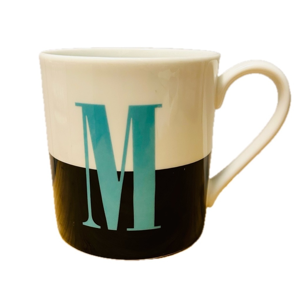 Kate Spade Lenox To The Letter Mug M initial monogram blue black white teal